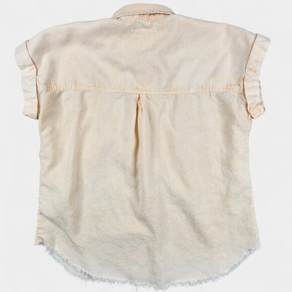 Rails Lex Shirt Women's Small Peach Acid Wash Cuffed Sleeve Linen Blend - Picture 4 of 13